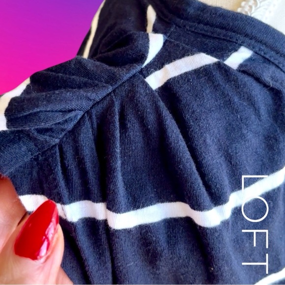 LOFT Navy and White Striped Short Sleeve Tee - Picture 3 of 6